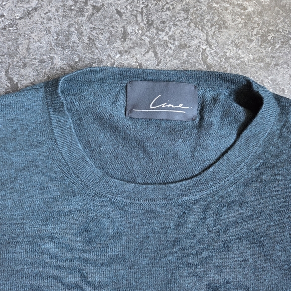 LINE EUC Cashmere Merino Extra Fine Knit Teal Long Sleeve Sweater Slim  XS - Picture 2 of 9